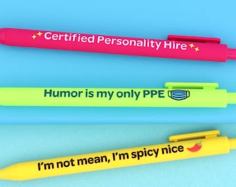 Sarcastic Nurse Pen Set, Funny RN Gift, Black Ink Ballpoint Pens