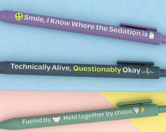 Sarcastic Nurse Pen Set - RN Gift - Dark Humor