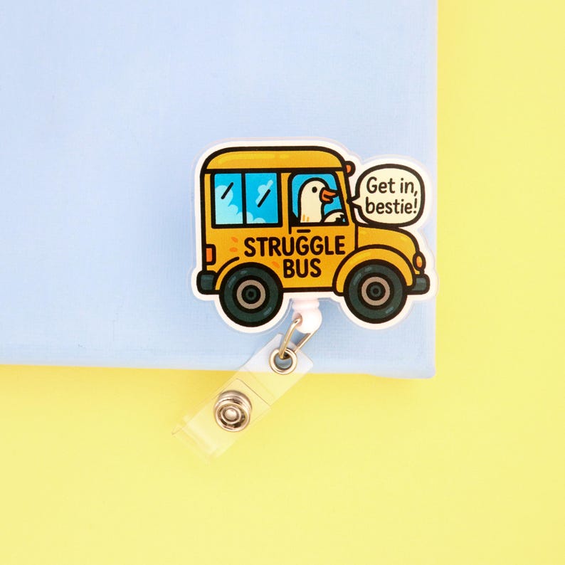 Funny Nurse Badge Reel: Struggle Bus Retractable ID Holder image 8