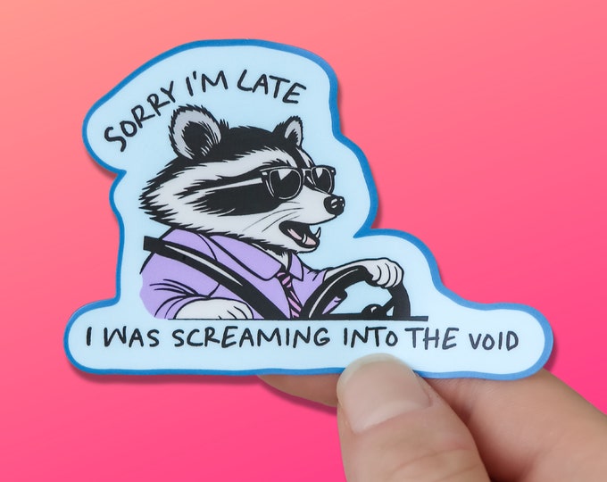 Funny Sticker - Raccoon Screaming Into the Void Waterproof Decal for ...