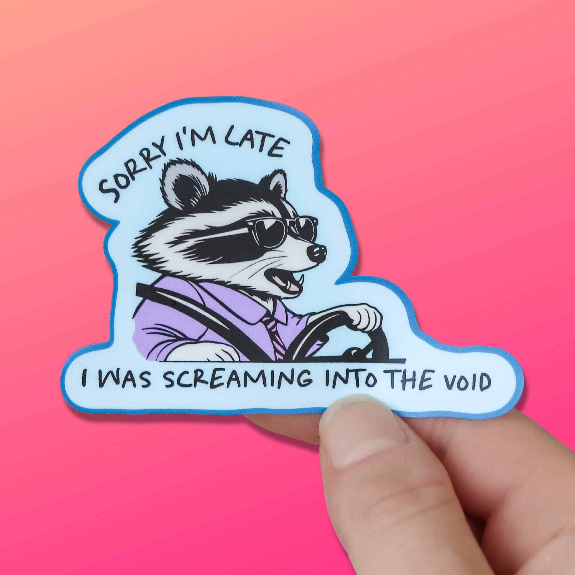 Funny Sticker - Raccoon Screaming Into the Void Waterproof Decal for ...