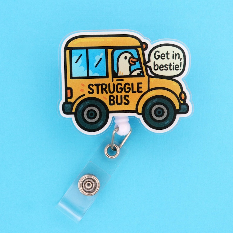 Funny Nurse Badge Reel: Struggle Bus Retractable ID Holder image 1