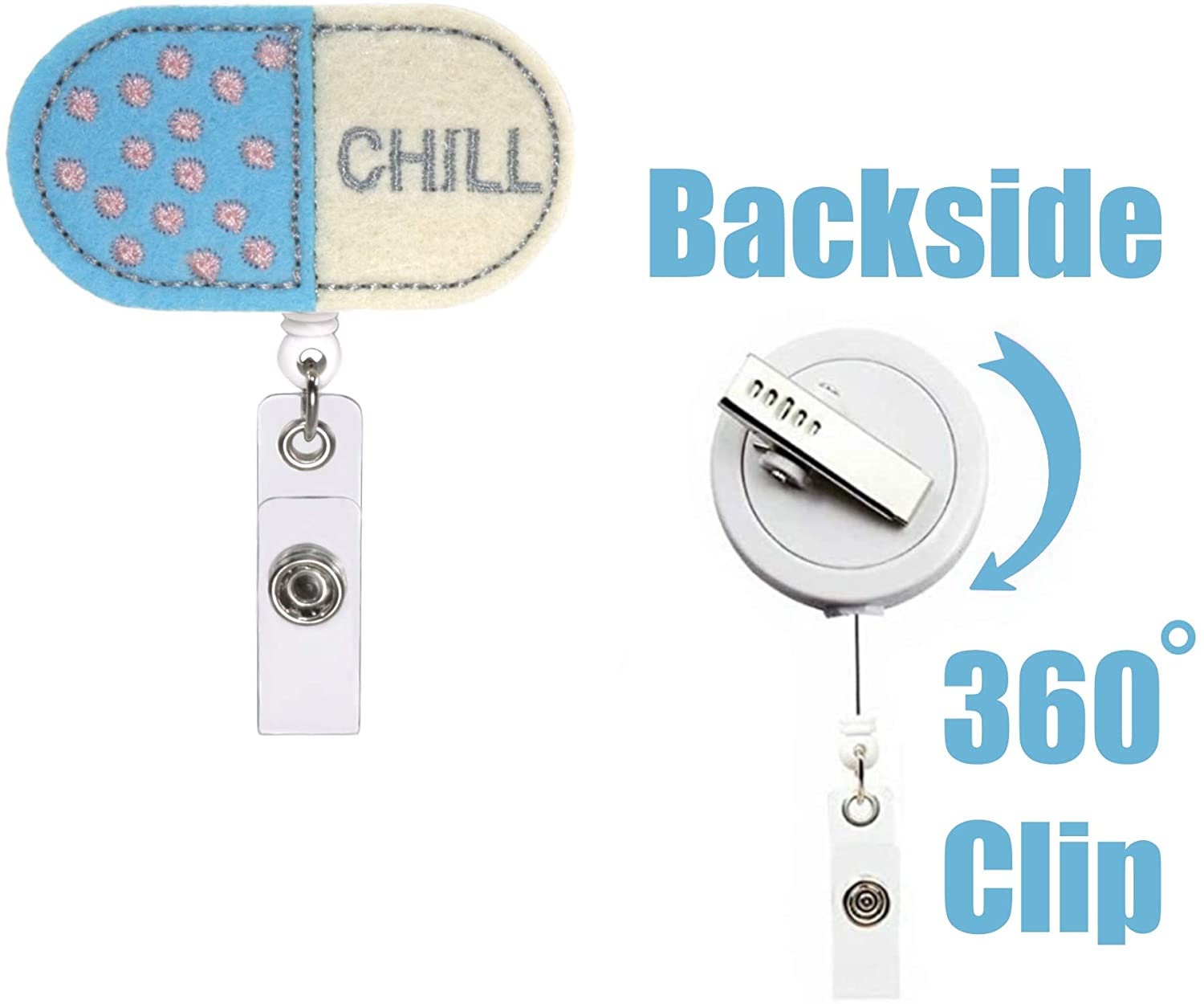 Badge Reel Chill Pill Nurse Doctor Name Tag Holder with Clip