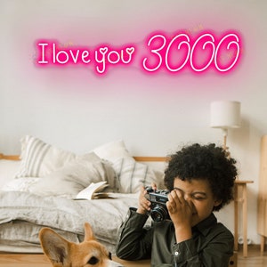 I Love You 3000 Neon Sign  LED Neon Sign Wedding Home Wall Decor  Personalized Valentine Fathers Gifts Him & Her present Baby Room Sign