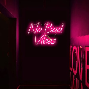 Nenhuma vibração ruim sinal de néon festa luz de néon foto fundo luz de néon néon personalizado, luz de néon led rosa