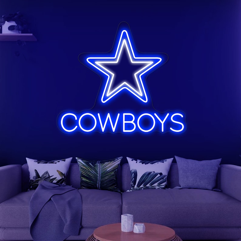 Star Neon Sign custom neon Cowboys football Sports LED Neon light Gaming Room Deco Bar Pub Wall Hanging,Dallas Cowboys image 6