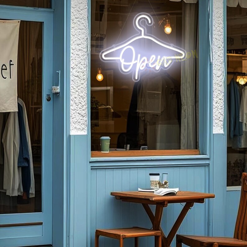 Open Neon Sign – Clothing Hanger LED Light, Boutique Decor - Etsy