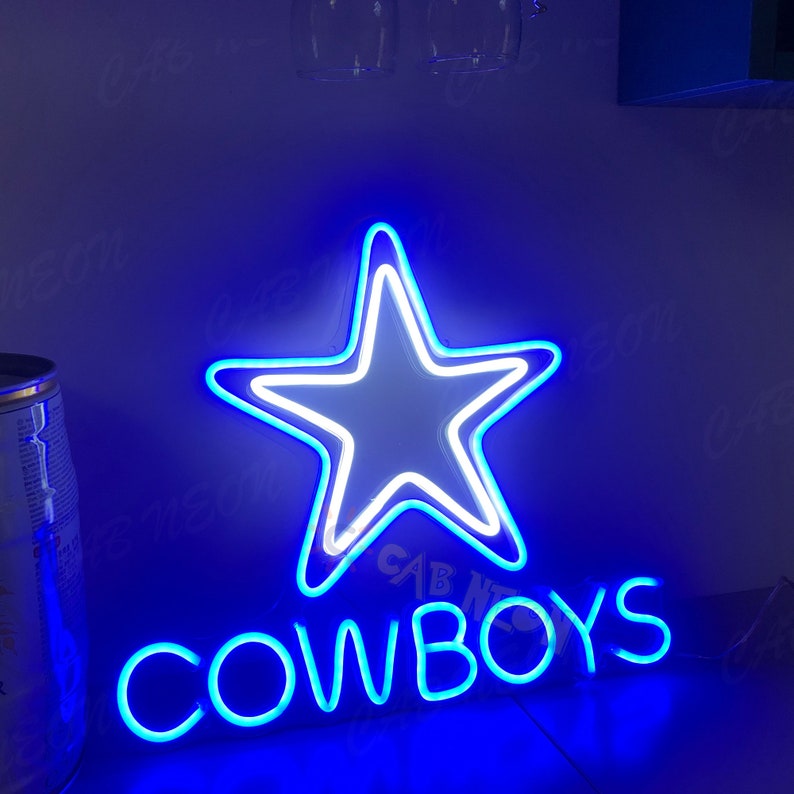 Star Neon Sign custom neon Cowboys football Sports LED Neon light Gaming Room Deco Bar Pub Wall Hanging,Dallas Cowboys image 2