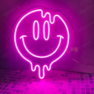Melting Smiley Face Neon Wall Decoration Emoji Face Neon Sign Bedroom Custom Neon Light