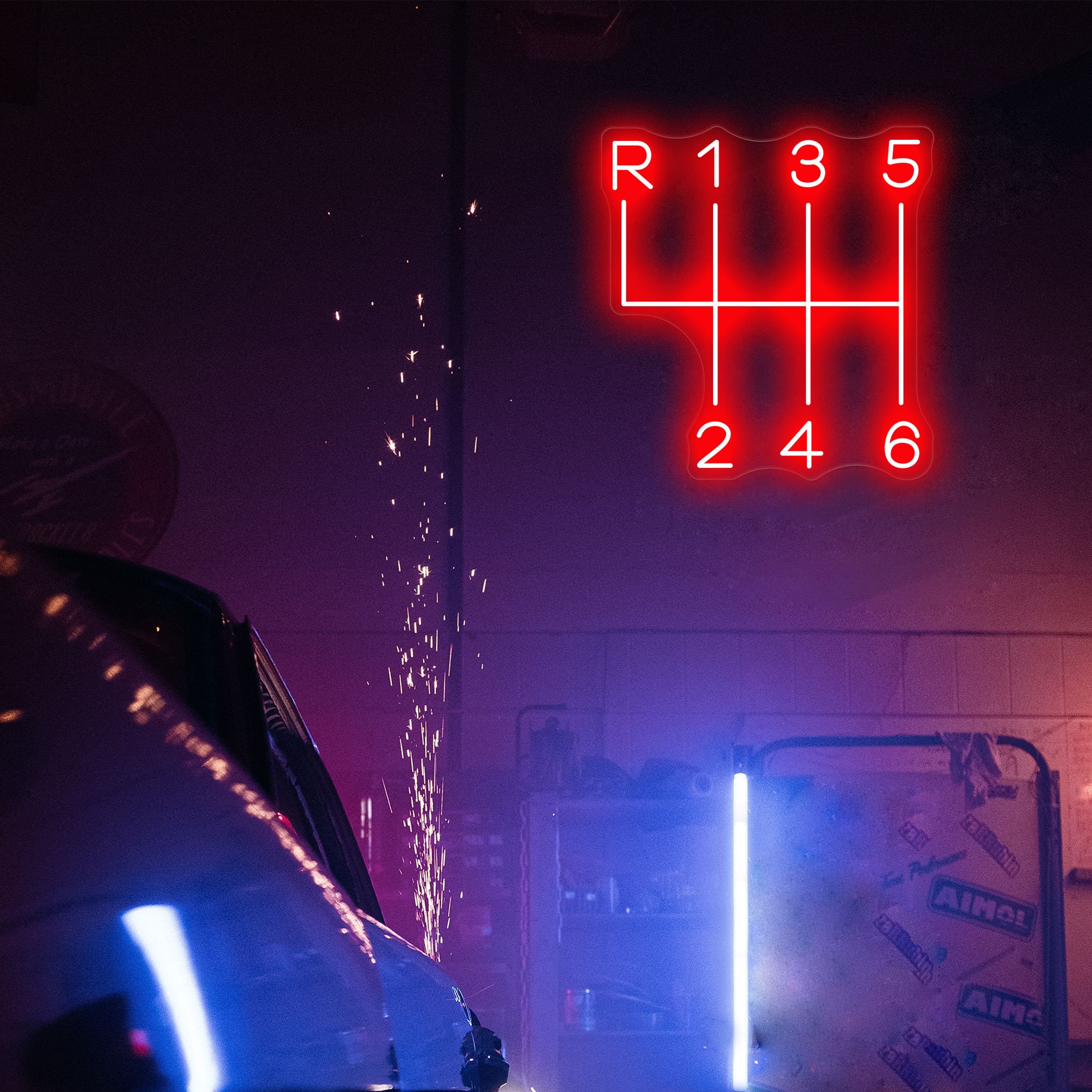 Car Gearbox Neon Sign,custom Car Neonlight, Automotive,garag,gearbox ...