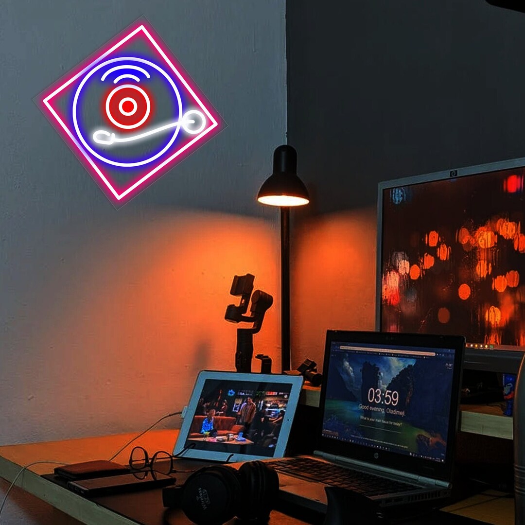Custom Player Led-neon Wall Neon Decor Custom Vinyl Record Wall Hanging ...