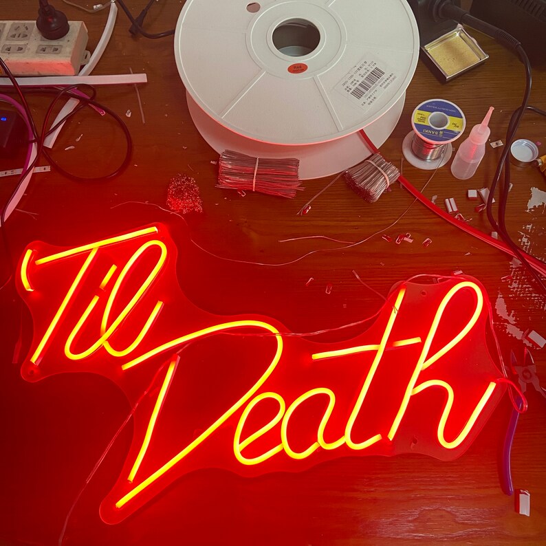 Til Death Custom Neon Sign Acrylic Flex Led Custom wedding Room Decor SignValentine's neon gift image 10