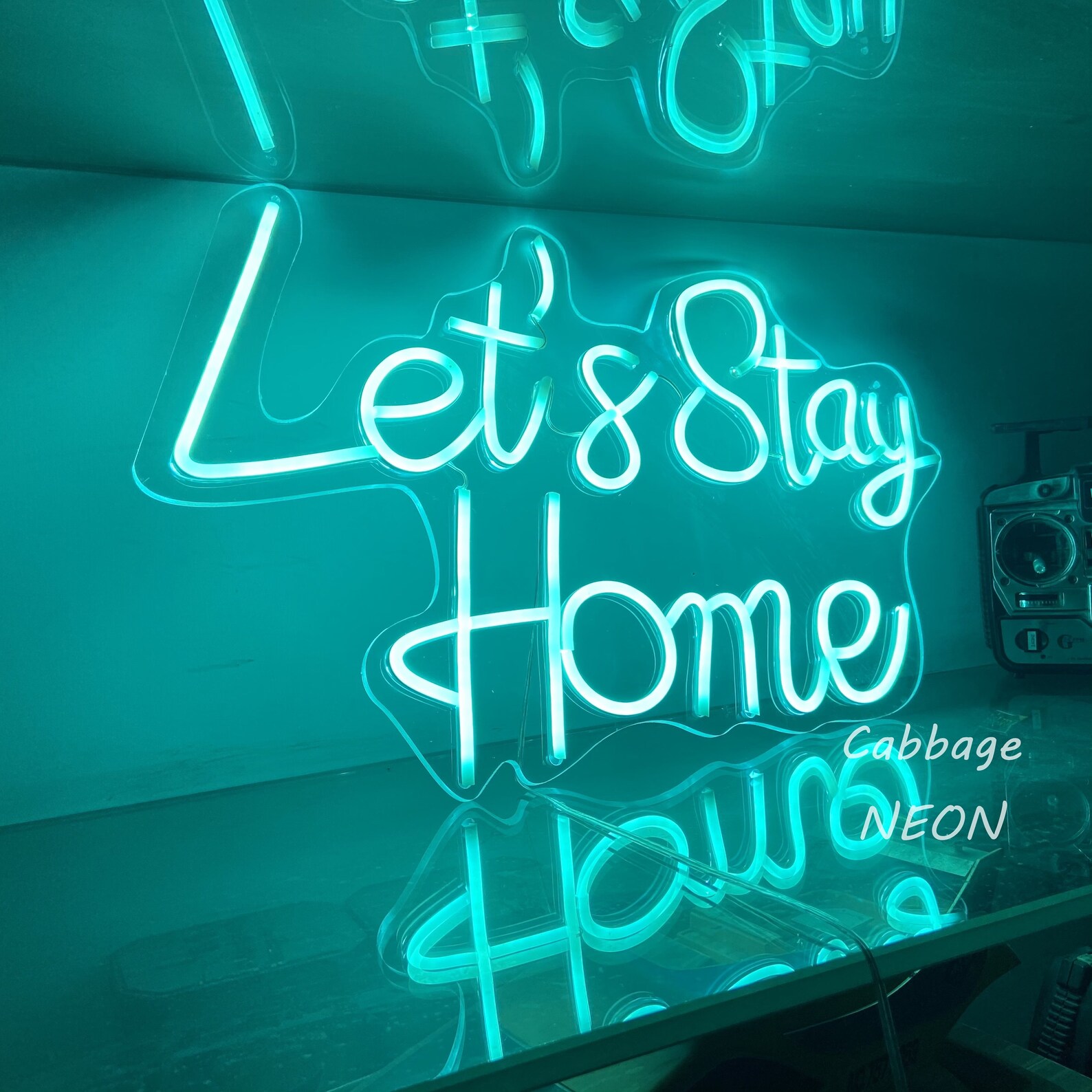 Custom Neon Signs Lets Stay Home Wall Art Neon Sign Bedroom Etsy