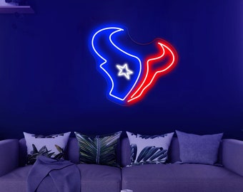LED Football Sports Fan Lamp Football Name Custom Texans Neon Sign