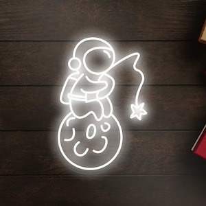 Signo de neón de astronauta, letrero de neón LED, regalos espaciales personalizados para niños, regalo de decoración de neón cusom de la habitación para niños para su