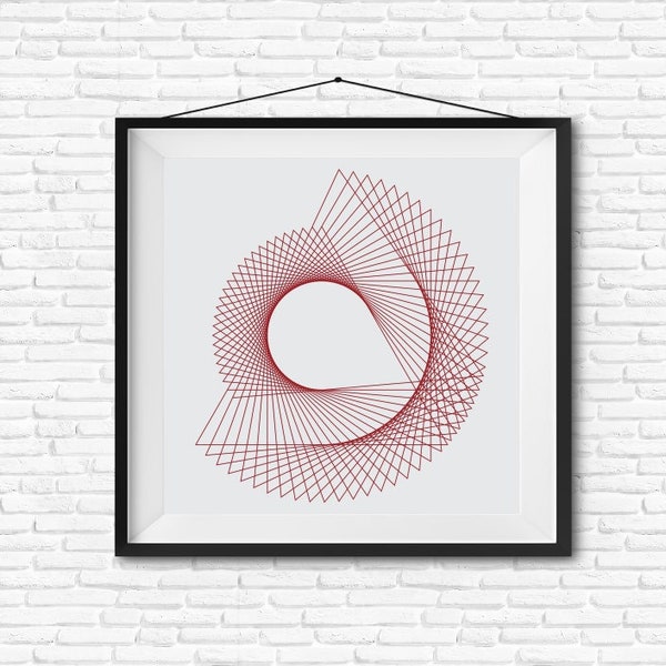 Wand kunstdruck einer retro abstrakten geometrischen element illustration. 1970er Jahre Stil Spirograph Muster. Maschenstruktur, Spiraldruck.