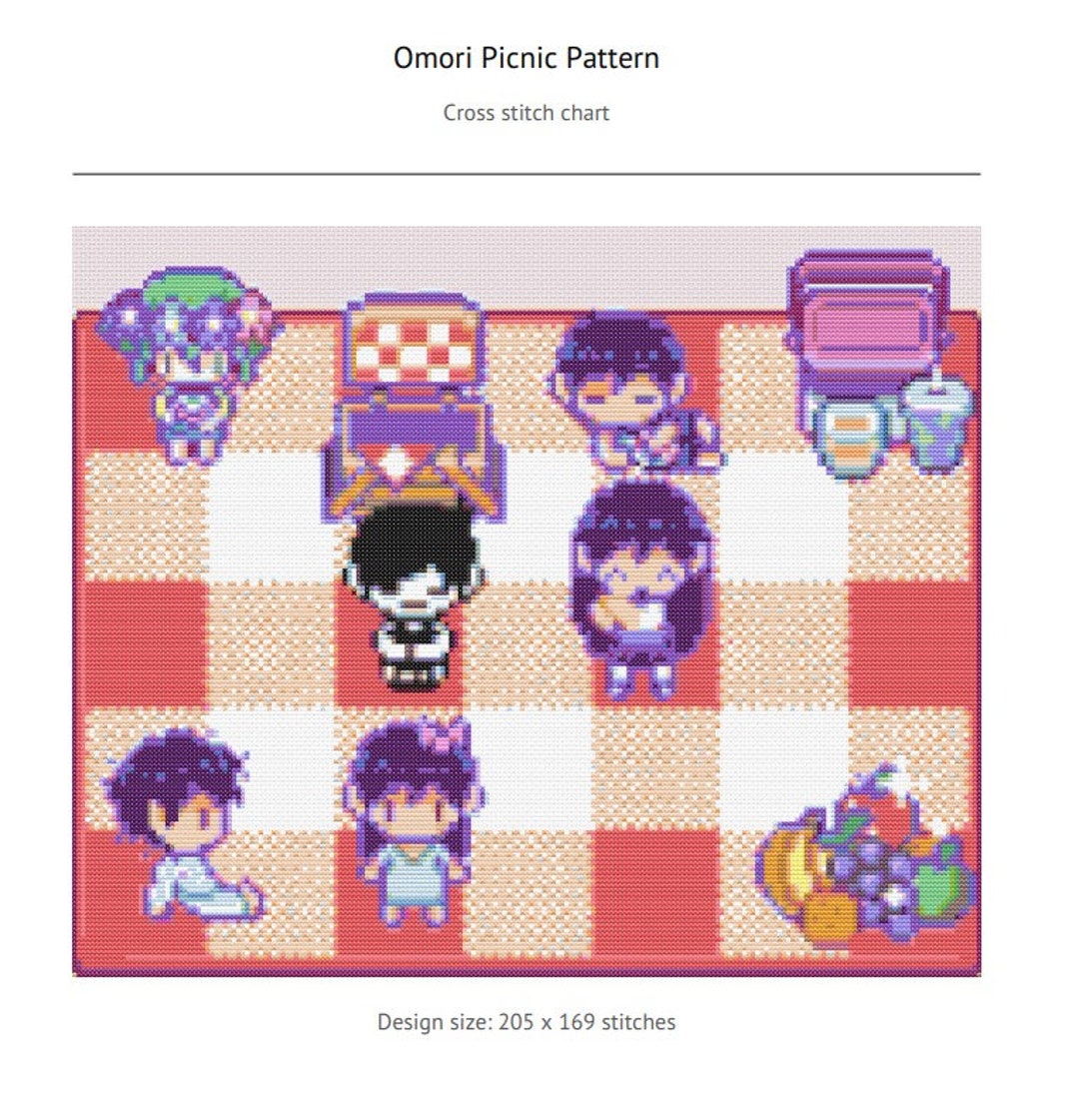 Omori Picnic Cross Stitch Pattern - Etsy