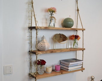 Hanging rope shelf Wall shelves decor Wooden shelves Rope Unique shelf Handmade shelf Rustic decor Rustic shelf Modern shelves 2023