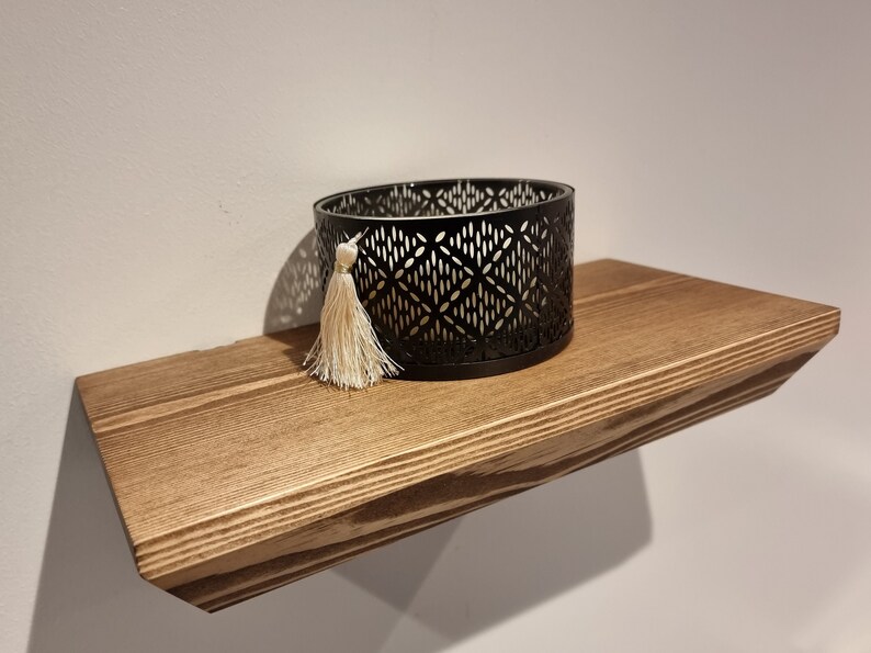 Floating Shelf Beveled Edge Shelf Rustic Handmade Solid Wood Etsy