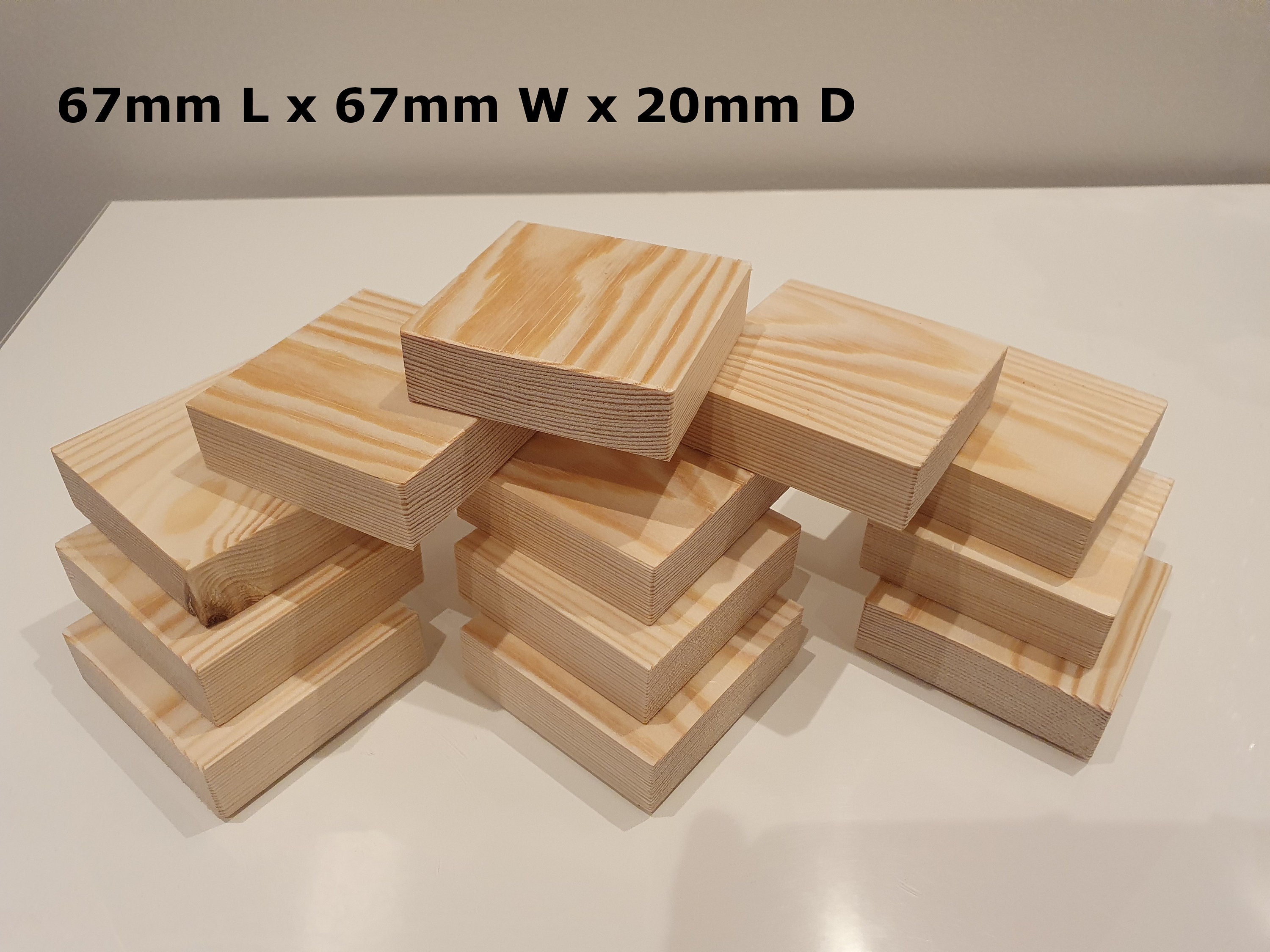 10 Unfinished Wood Blocks 3''x 0.60'' for Wood Crafts, Wooden