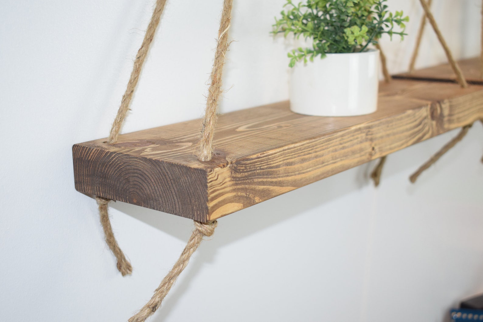 Handmade Chunky Hanging Rope Shelf Rustic Reclaimed Set Of Etsy