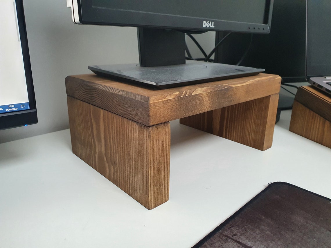 Handmade Wooden Monitor TV Riser Desk Stand Rustic Etsy