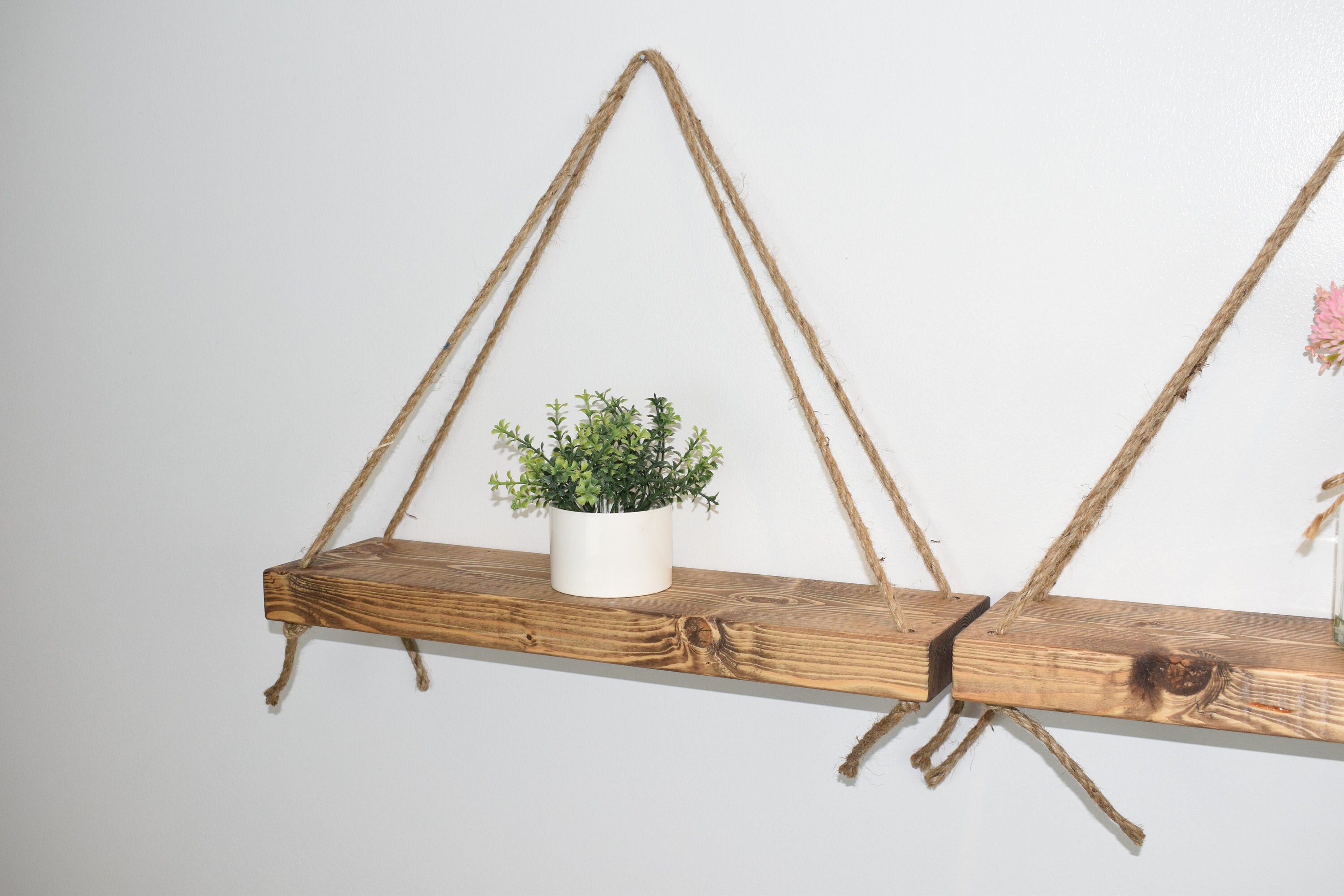 Handmade Chunky Hanging Rope Shelf Rustic Reclaimed Set Of Etsy