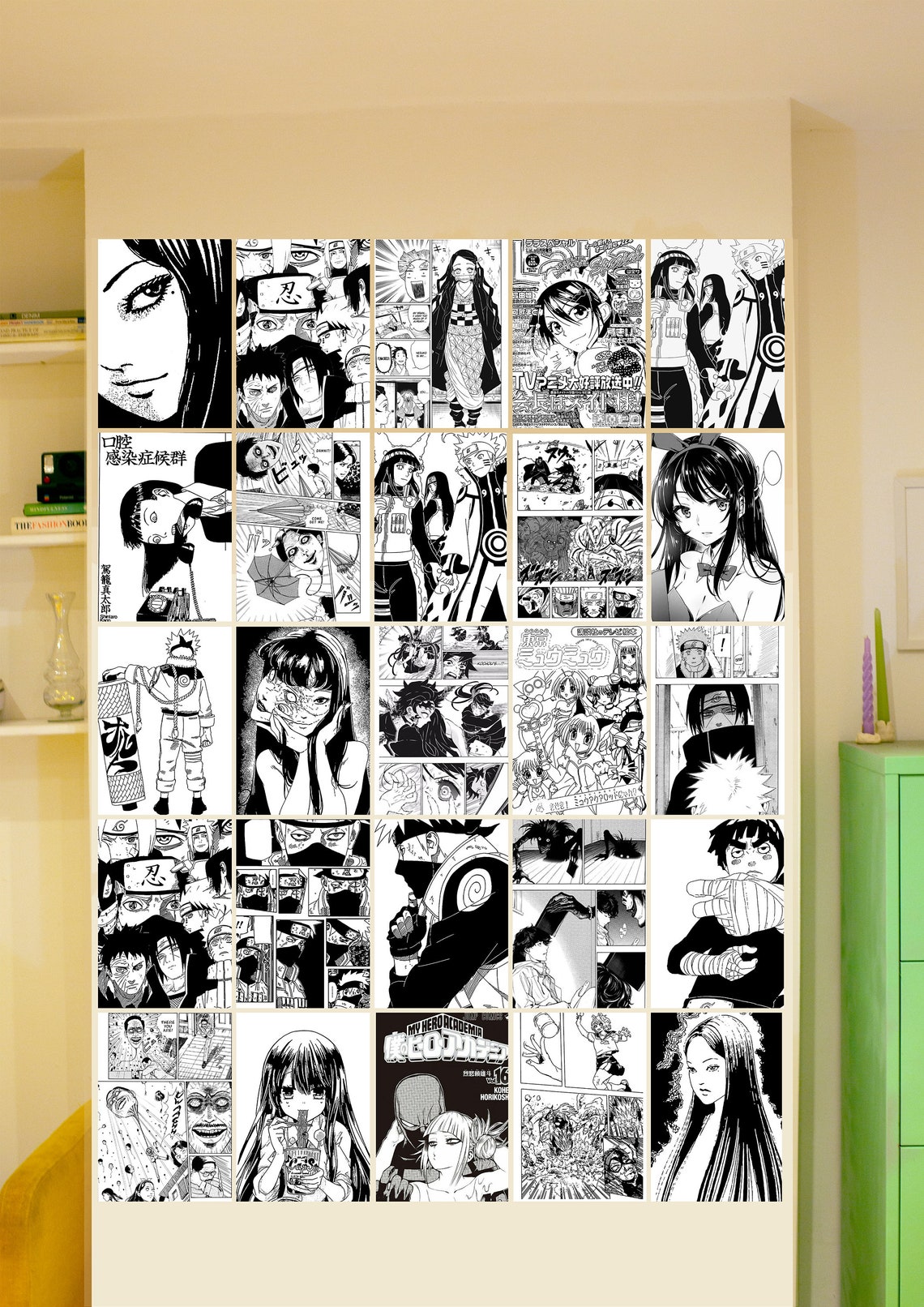 Anime black and white collage kit a4 a5 Etsy