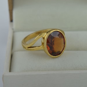 2-15 ct certified ceylon hessonite gomeda gemstone panchdhatu ring for vedic astrology purpose | unisex rashi ratan jewelry | January