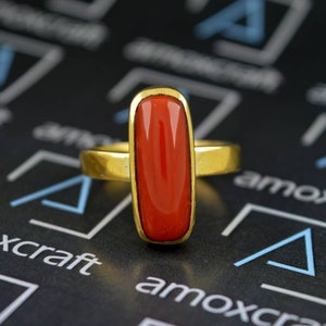 Natural Certified 3-10ct Red Coral (Moonga) gemstone ring in Panchdhatu metal for vedic astrology mars planet organic red birthstone