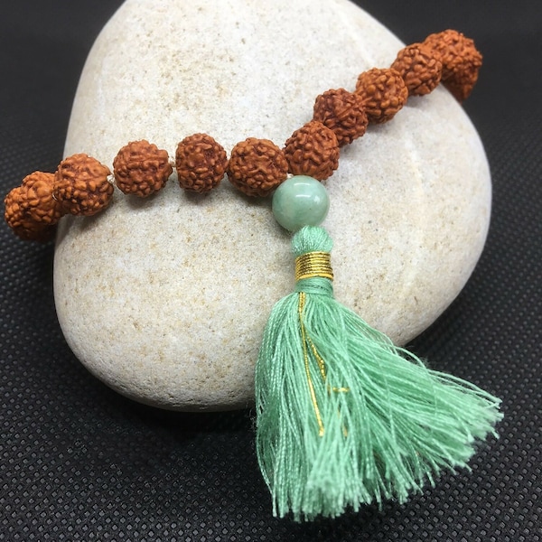 Rudraksha hand knotted 27+1 bead mala with tassel | meditation necklace | yoga bracelet | Quarter Pocket mala Abundance Positive Energy