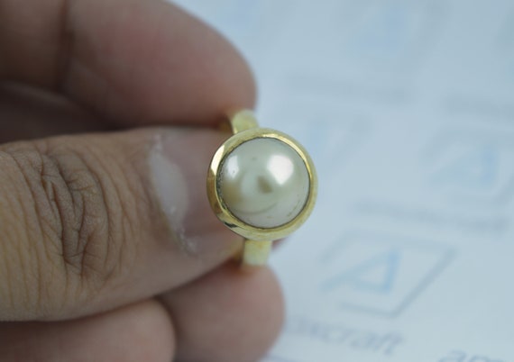 6.25 Ratti Moti(Pearl) stone Gold plated ring for man or woman Finger Rings