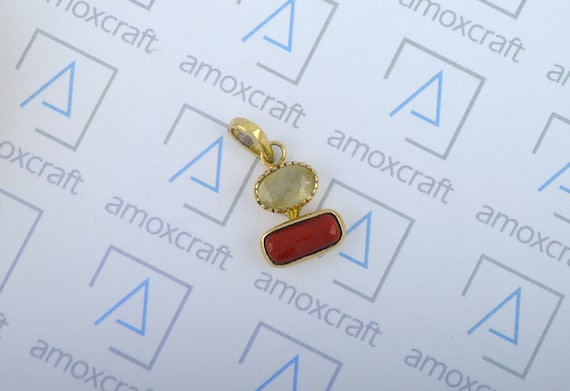 Pukhraj moonga cheap moti pendant