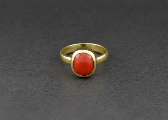 Certified Natural 7.50 Carats Red Coral Gold Ring for Astrology - Gleam  Jewels