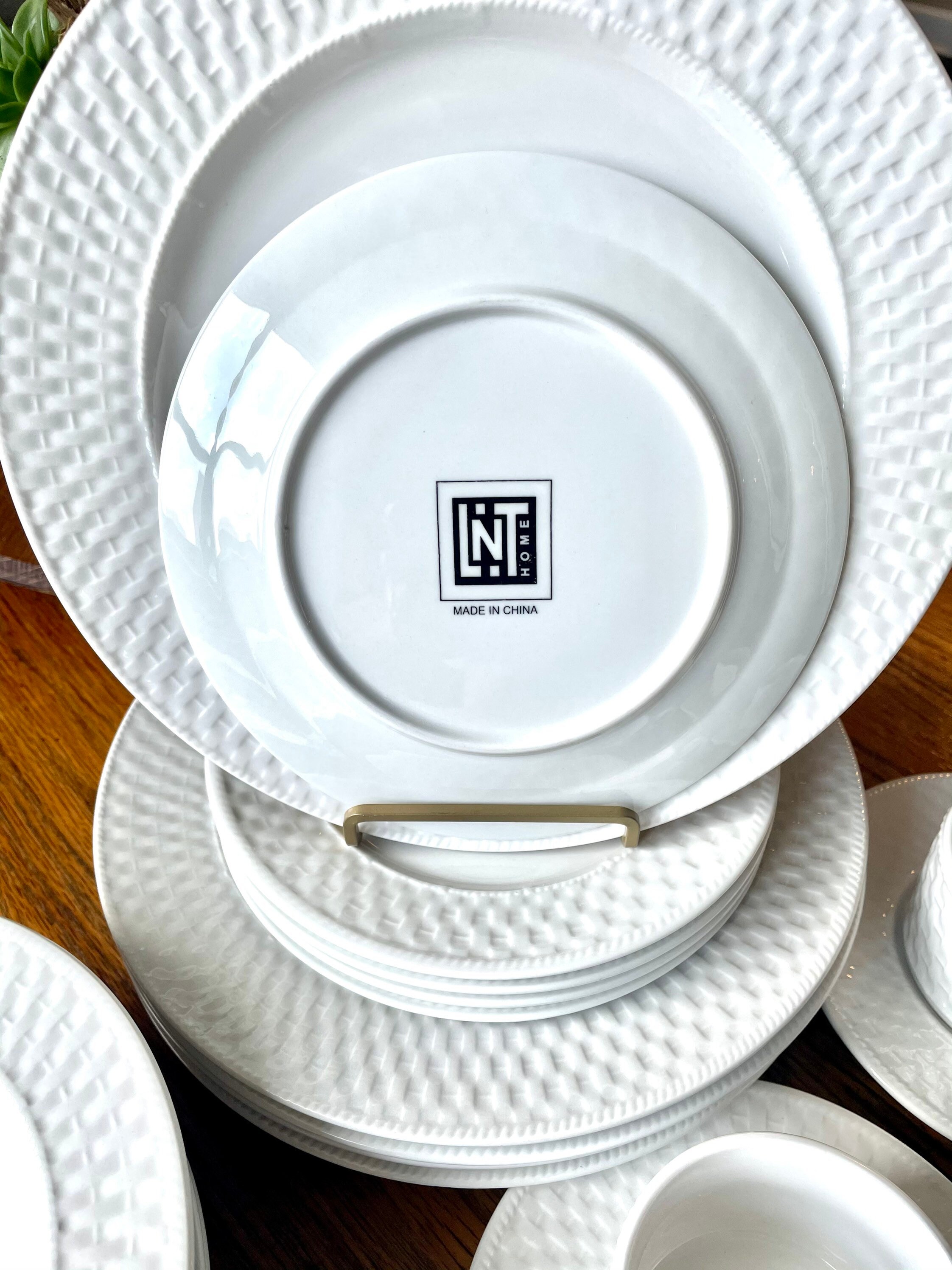 LNT Home Basket Weave Oneida Wicker Style White Dinnerware Etsy