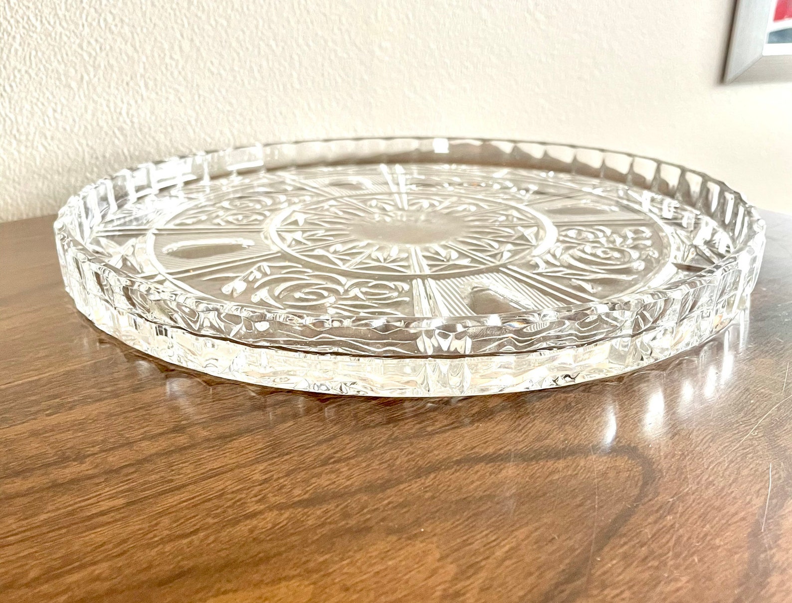 11 Vintage European Cut Crystal Serving Tray Etsy