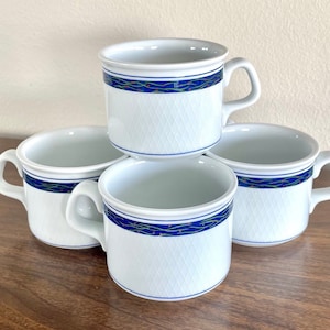 Vintage DANSK New Scandia Porcelain Flat Coffee Cups. Set of Five.
