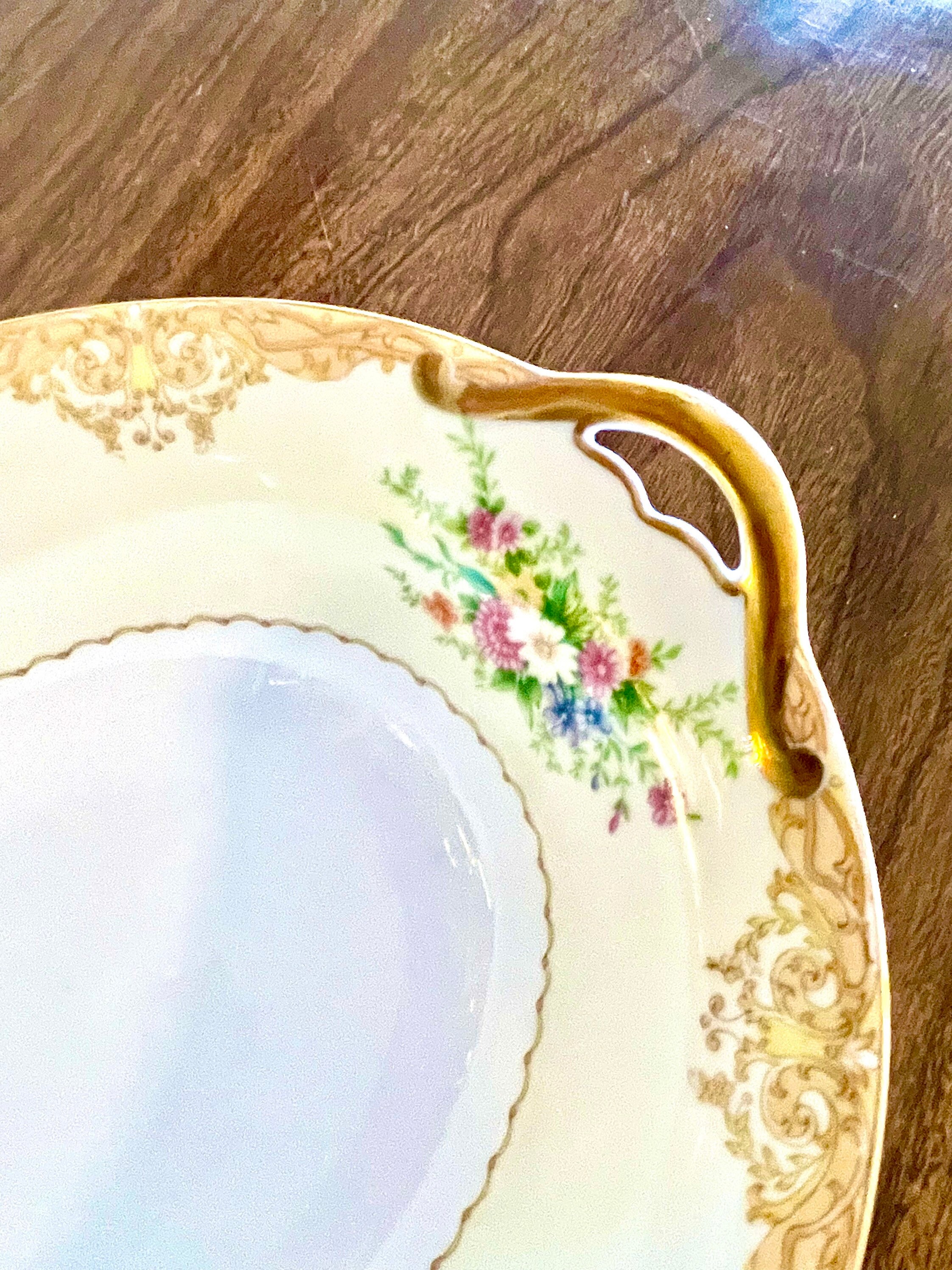 Vintage Noritake Fine China Double Handle Gold Floral Oval