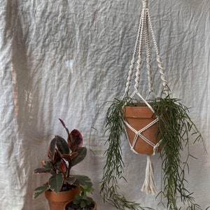 Handmade Macrame Plant Hanger with Wooden Hoop – Small, Medium, Large Sizes