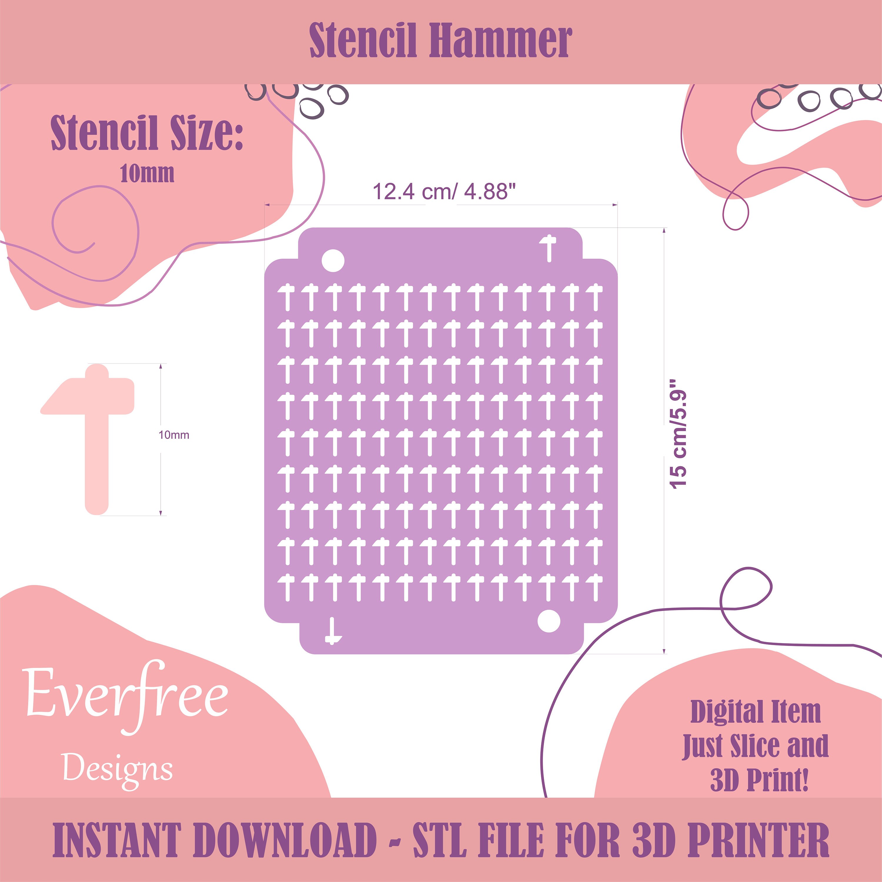 Hammer Sprinkle Stencil Tools Stencil STL File Cookie Stencil Manly ...
