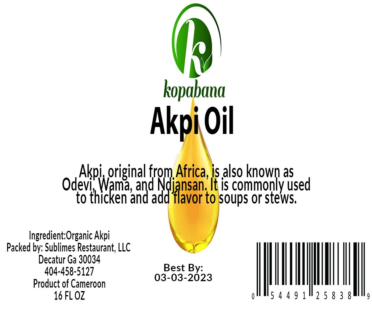 Akpi Oil, Ndjansan, Ricinodendron heudelotii, Cold Pressed, Organic, Extra Virgin