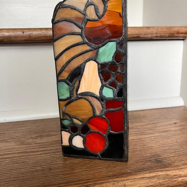 Vintage stained glass Cornucopia Hurricane Candle cover