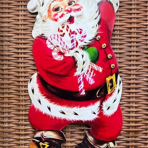 Adorno de Papá Noel de cartón troquelado vintage de Carrington
