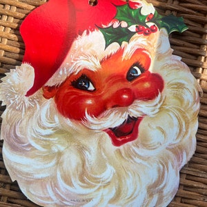 Enfeite de Papai Noel de papelão cortado Carrington vintage