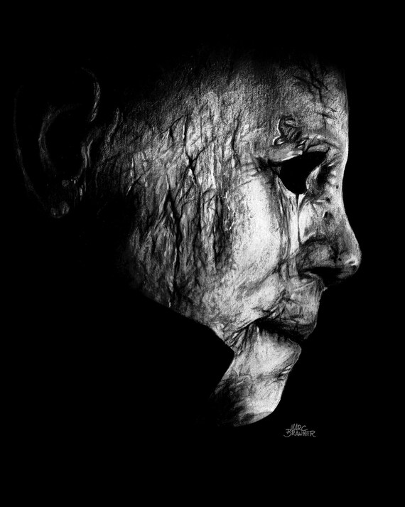 picture Michael Myers Black And White black and white canvas print of michael myers