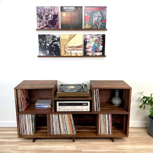 The Euclid / Record Console /Customizable Record Cabinet / Solid Hardwood