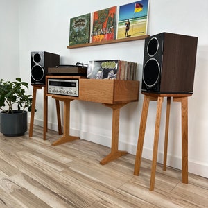 Record Player Stand / solid hardwood / Home Audio Stand