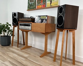 Record Player Stand / solid hardwood / Home Audio Stand