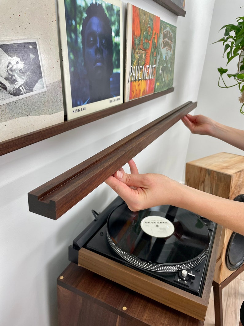 5 Record Ledge / Solid Hardwood / Vinyl Shelf image 5