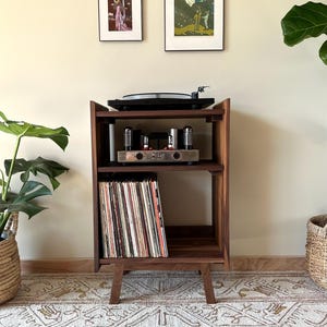 Record Player Stand / Solid Hardwood / Completely Customizable